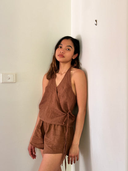 CROSS OVER HALTER - CACAO