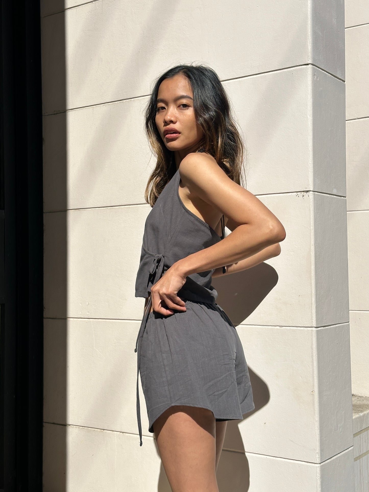 CROSS OVER HALTER - SMOKE