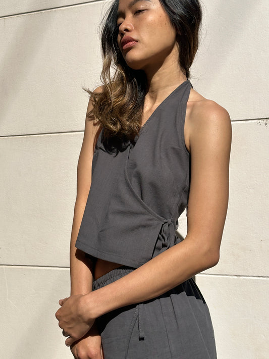 CROSS OVER HALTER - SMOKE