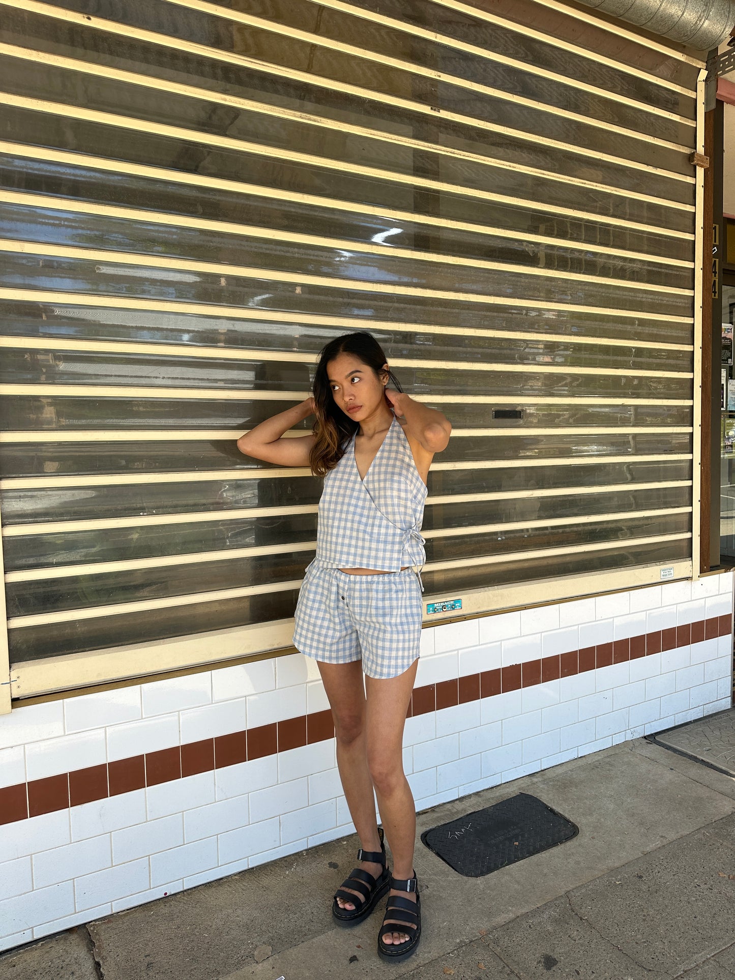 CROSS OVER HALTER - FISHERMEN CHECK