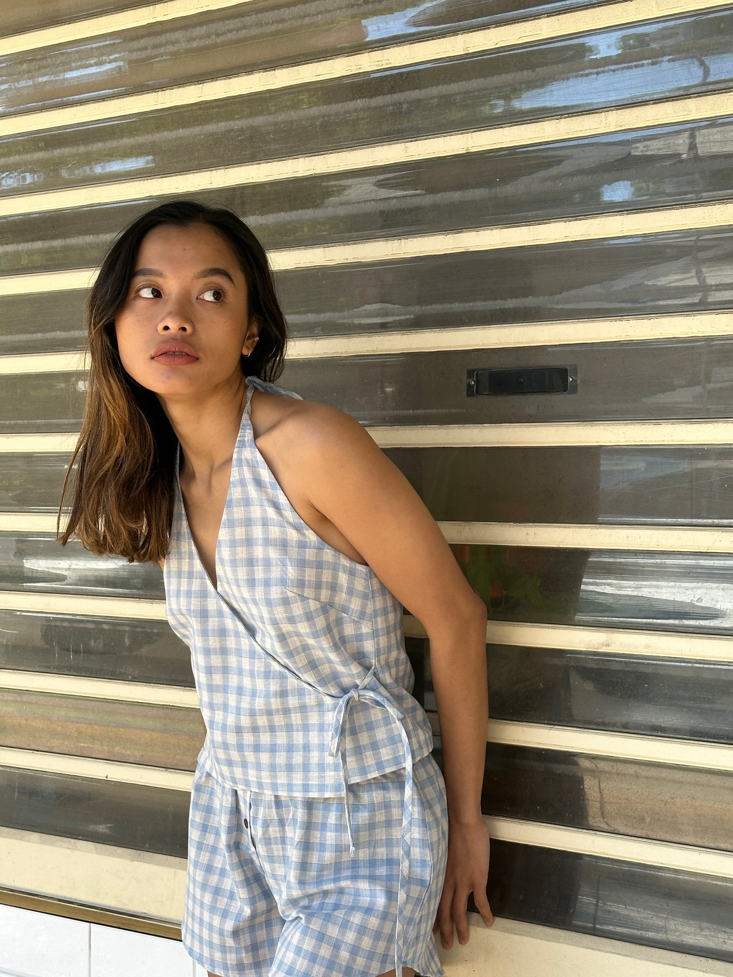 CROSS OVER HALTER - FISHERMEN CHECK