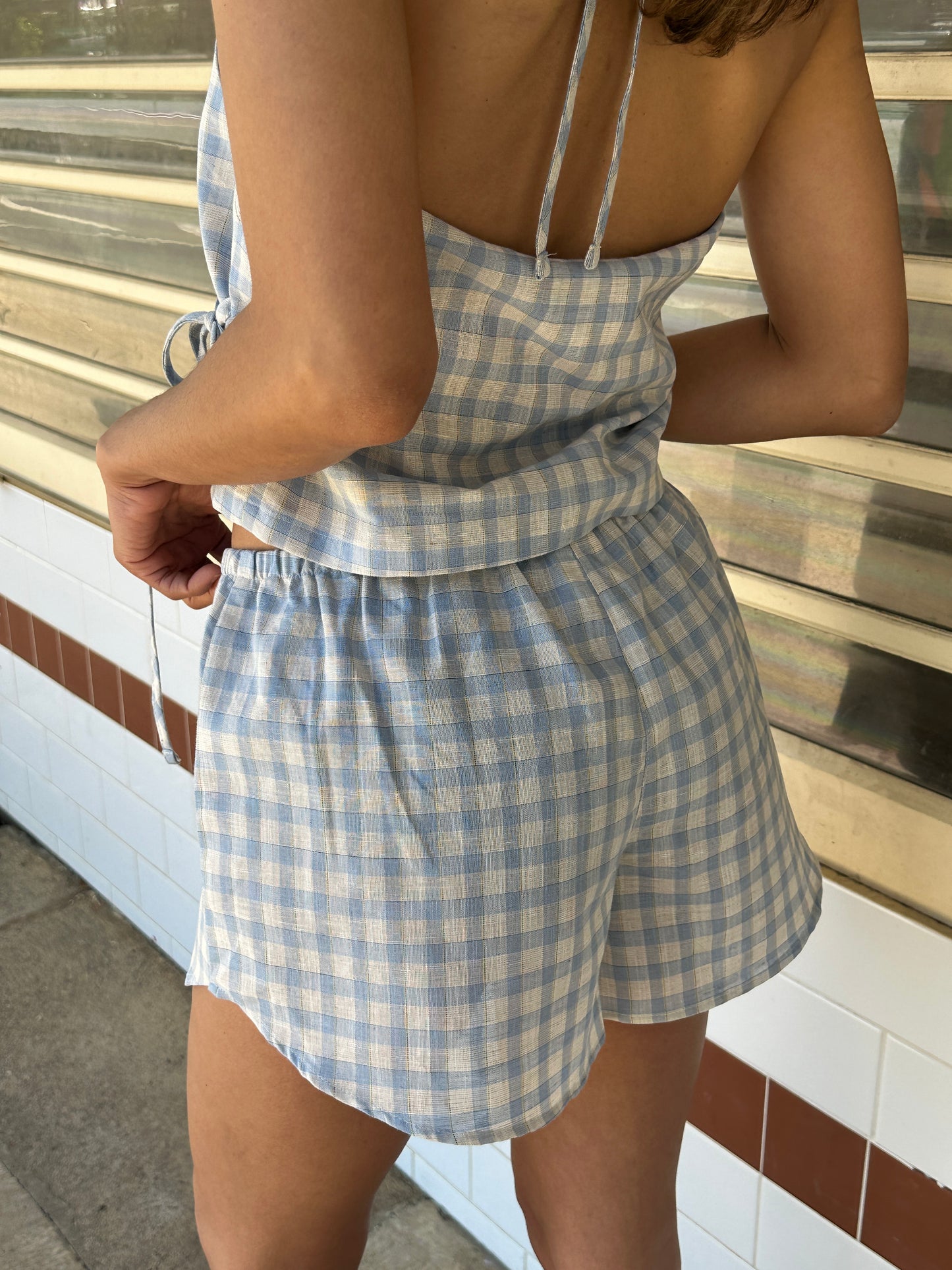 CROSS OVER HALTER - FISHERMEN CHECK