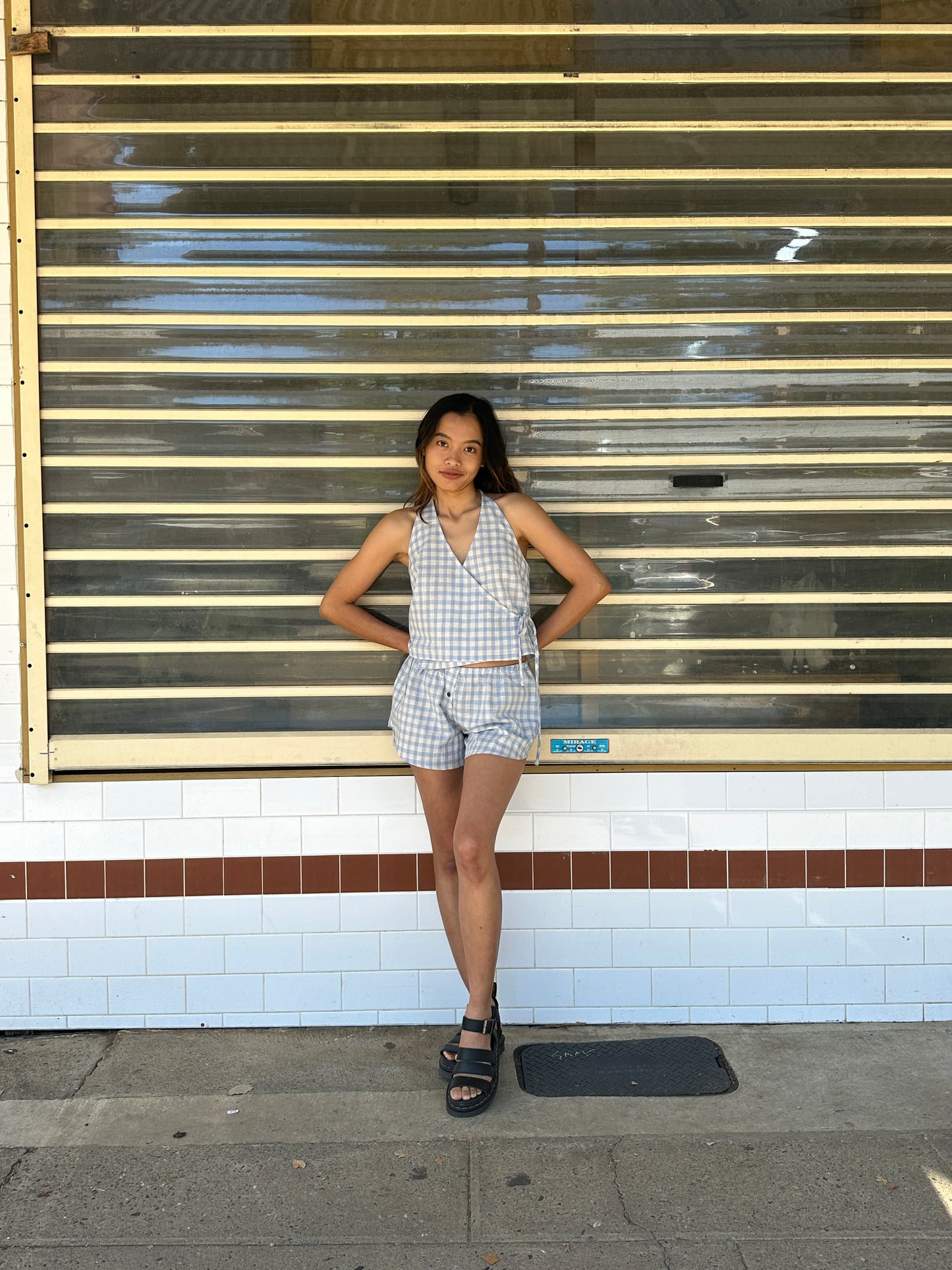 CROSS OVER HALTER - FISHERMEN CHECK