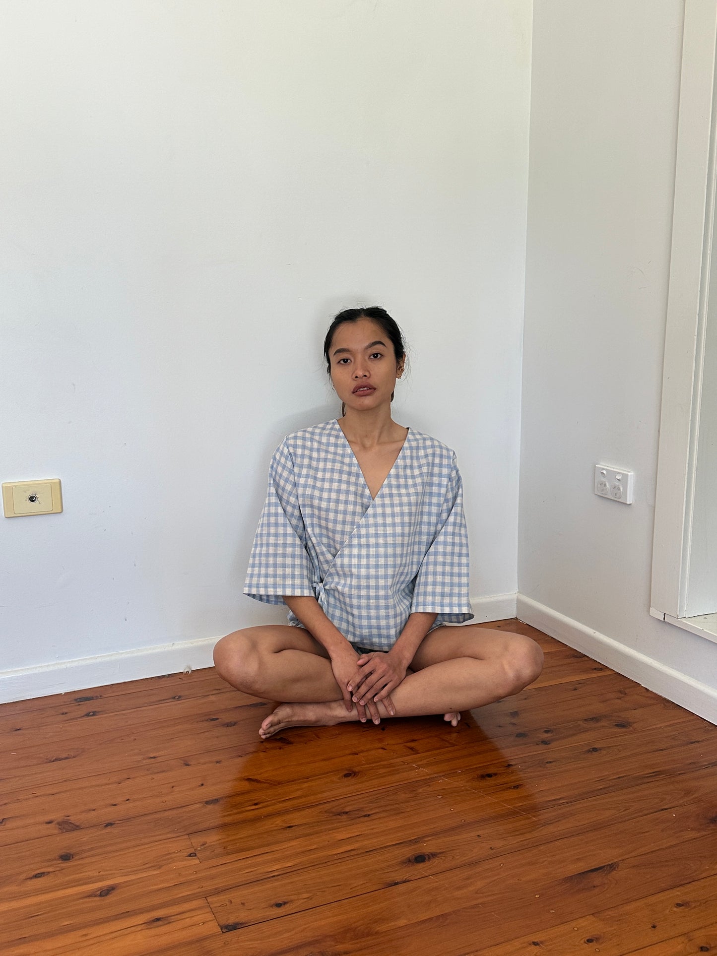 WRAP TOP - FISHERMEN CHECK