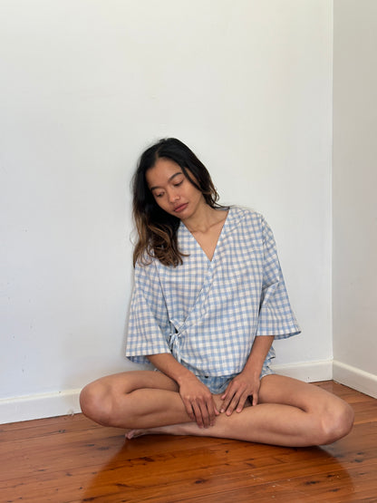 WRAP TOP - FISHERMEN CHECK