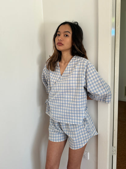 WRAP TOP - FISHERMEN CHECK