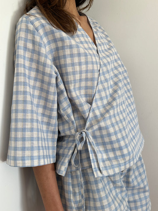 WRAP TOP - FISHERMEN CHECK