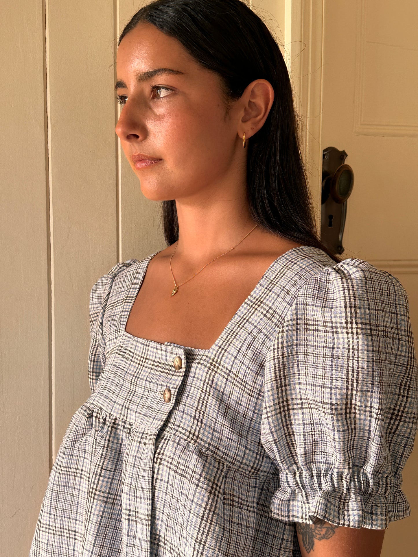 ELENA BLOUSE - BLUE PLAID