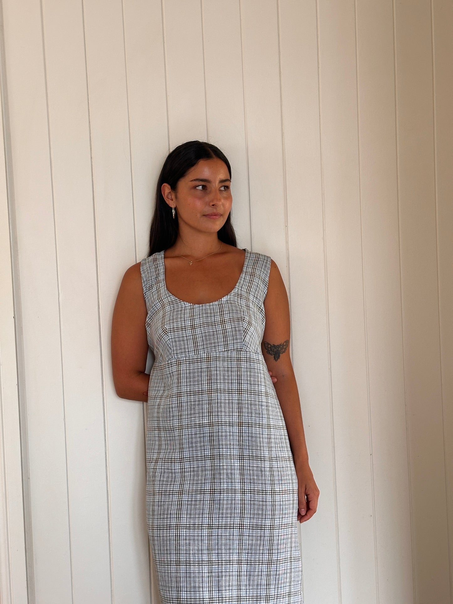 SUNDAY SLEEVELESS DRESS - BLUE PLAID