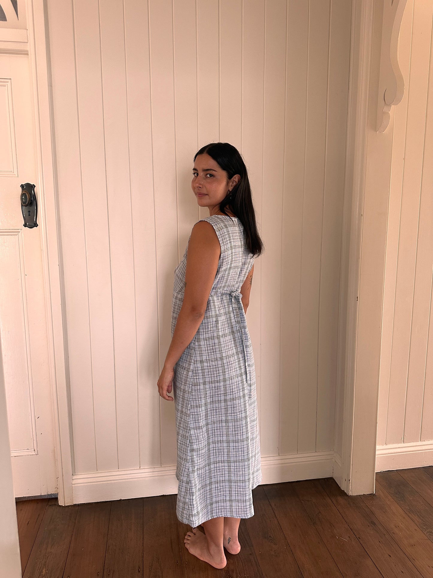 SUNDAY SLEEVELESS DRESS - BLUE PLAID