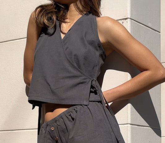 CROSS OVER HALTER - SMOKE