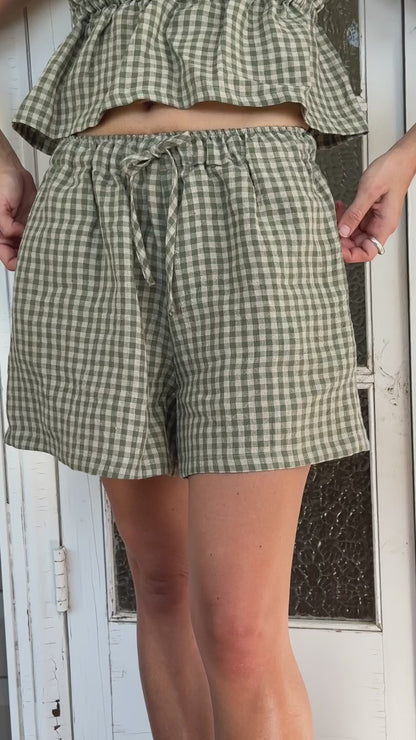 BINDI BERMUDA SHORTS- MATCHA CHECK